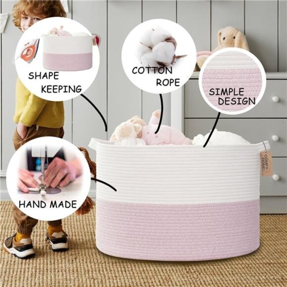 New Extra Large Blanket Storage Basket 21''x21''x13.6''|Toy - Picture 6 of 7